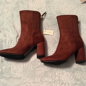 Altar'd State Women's Rust Brown Suede Block Heel Ankle Boots